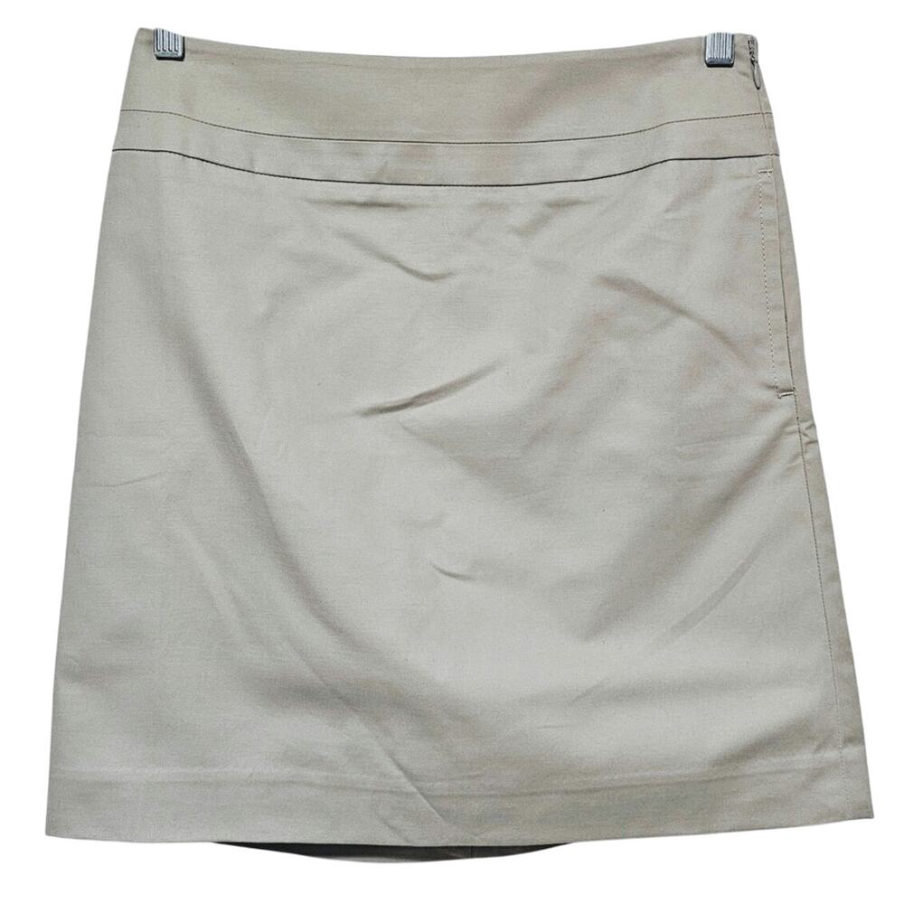Ann Taylor Loft Skirt Khaki Pencil Back Slit Lined Womens Size 4P Office Neutral